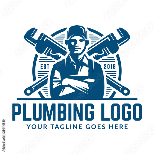 Plumbing logo template, easy to customize