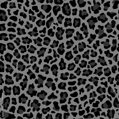 Gray and Black Leopard Fashion Seamless Pattern