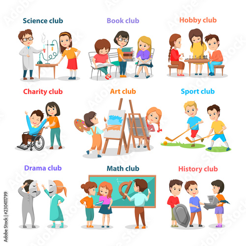 Set of Different Clubs for School Children Card