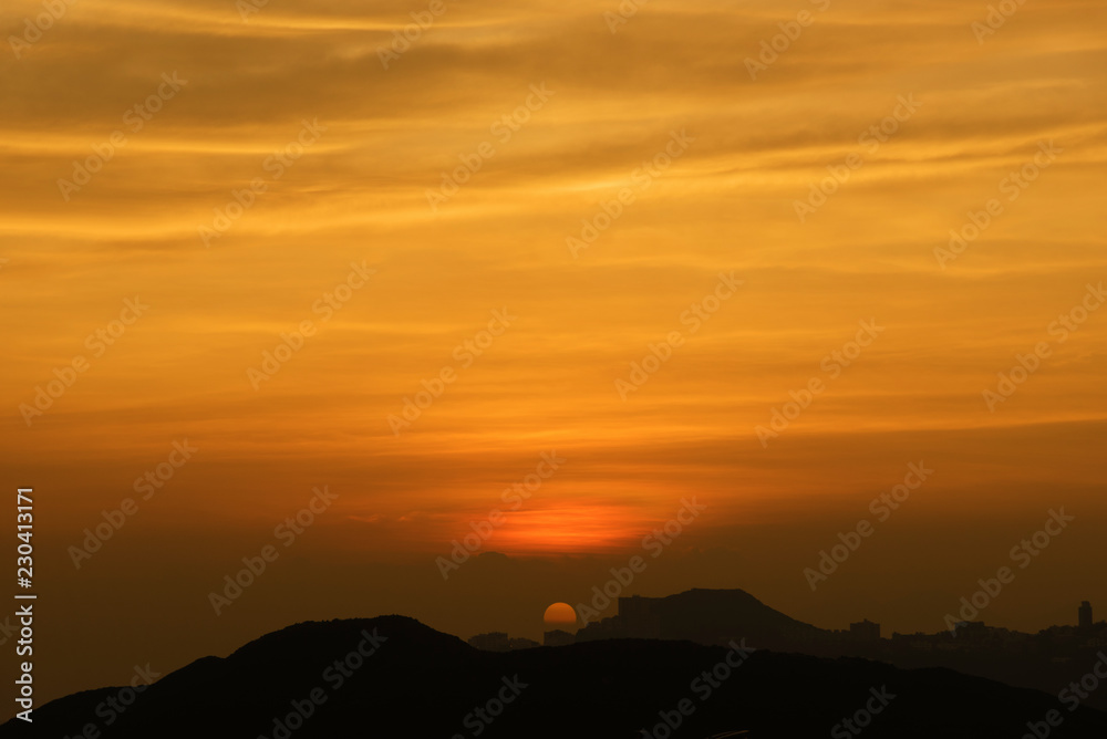 Beautiful dramatic natural sunset twilight sky at dusk, abstract evening view background.