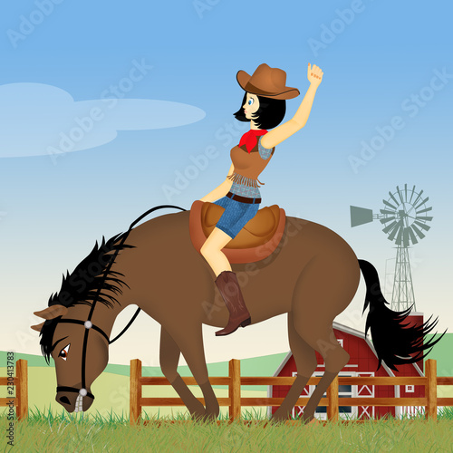 Fototapeta Naklejka Na Ścianę i Meble -  illustration of rodeo girl