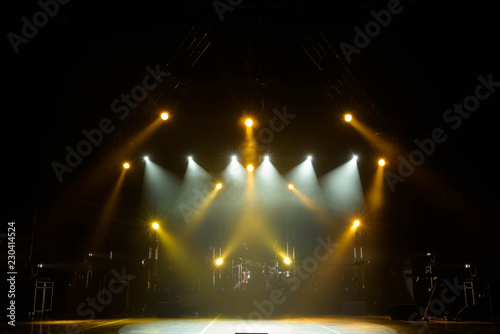 Free stage with lights, lighting devices.