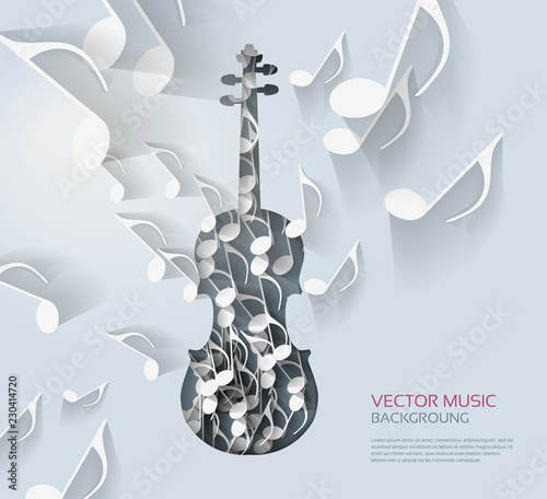 Violin with notes background. - Illustration