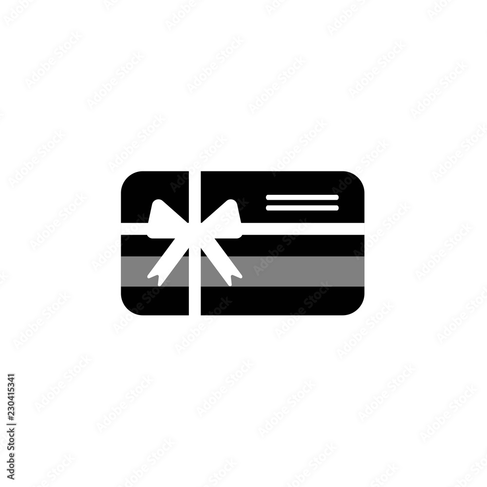 Obraz premium Credit debit card with bow and ribbon. Gift card icon. Bank present sign.