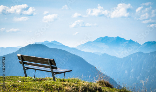 bench at a mountain