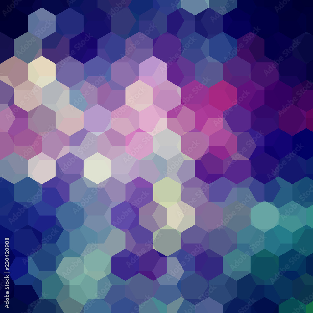 Abstract background consisting of blue, pink, purple hexagons. Geometric design for business presentations or web template banner flyer. Vector illustration
