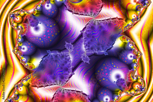Abstract floral pattern. Fantasy fruits. Wavy structure. Bright colors and calm texture. Digital artwork. Fractal graphics.