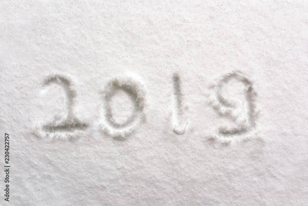 2019 written in the snow, holiday background 2019 written in the snow, holiday background