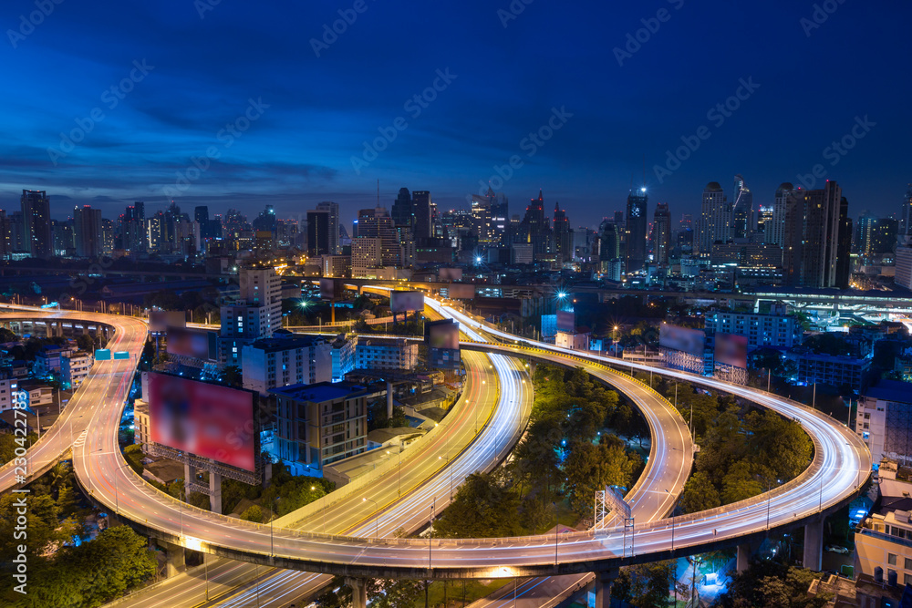 Bangkok expressway at night, Thailand
