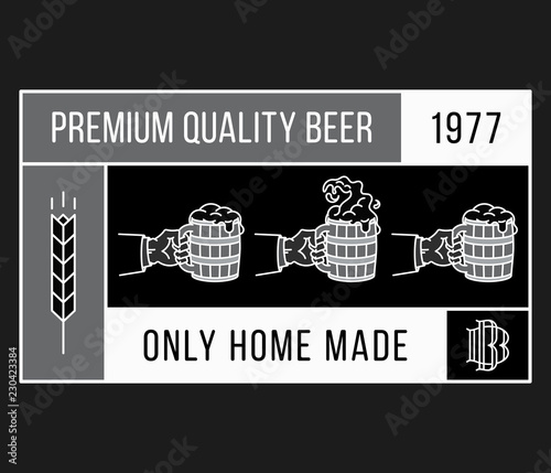 Beer premium quality home made white on black photo