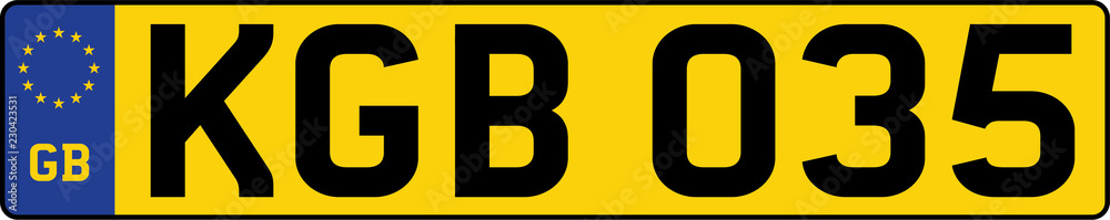 vehicle licence plates marking in England, United Kingdom, and Great Britain