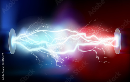 High voltage electric discharge. Vector illustration.