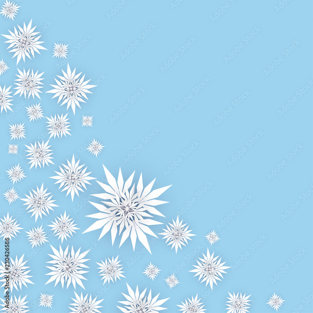 Christmas Background with Paper Snowflakes Composition Christmas Background with Paper Snowflakes Composition