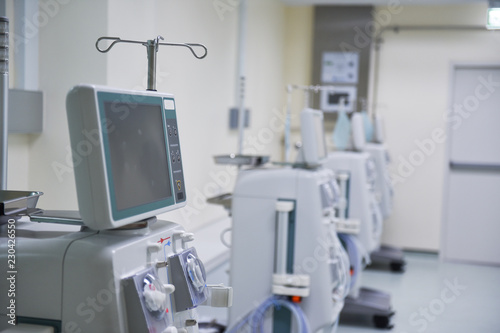 Kidney dialysis is connected to the kidney machine. Health care  dialysis  kidney transplant  medical equipment in Asian hospitals.