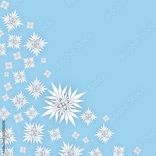 Christmas Background with Paper Snowflakes Composition