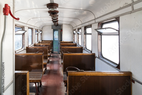 interior of the old railway passenger car