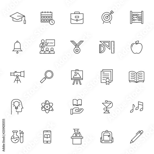 set of icon related of university education with simple style and editable stroke, vector eps 10