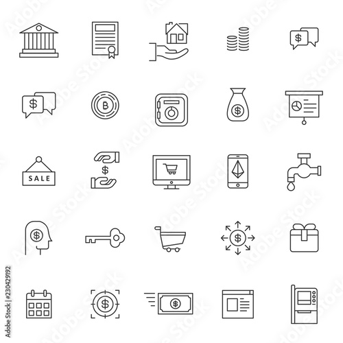 set of business financial thin line icon with modern style and simple outline, editable stroke vector eps 10