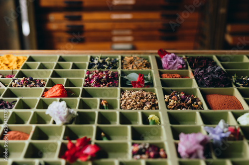 Typeset case with spices photo