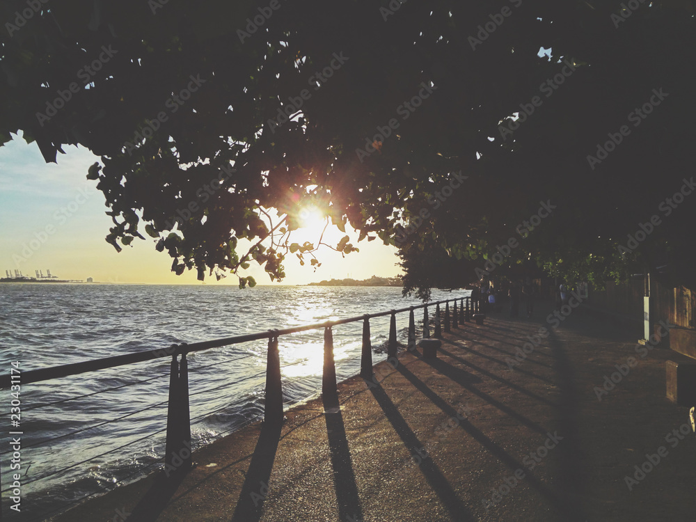 Obraz premium Sunset at Tamsui riverside, Taiwan.