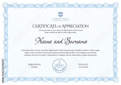 Certificate template. Diploma of modern design or gift certificate.