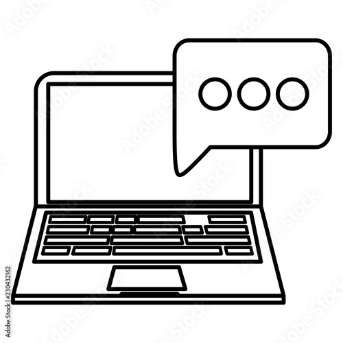 laptop with speech bubble