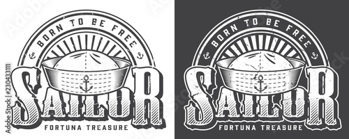 Vintage monochrome marine logotype