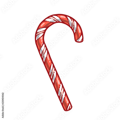 Engraving candy cane. Hand draw vintage illustration isolated on white background.