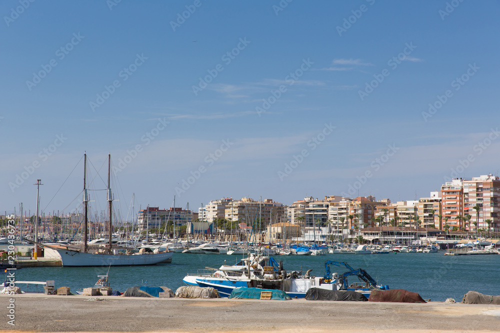 Torrevieja Spain port and marina with boats and ships