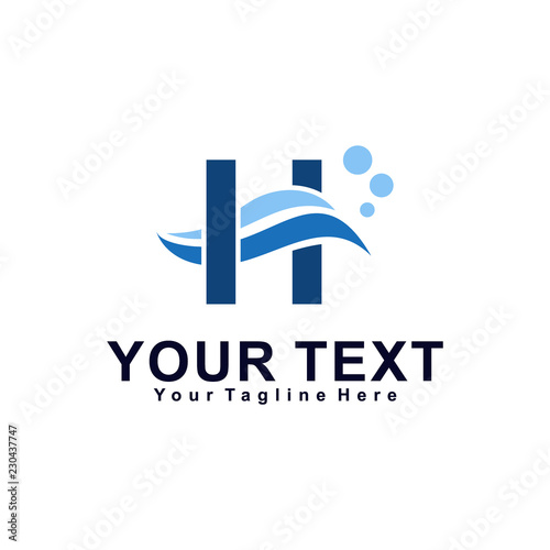 Letter H or Wave logo design concept, creative water logo template