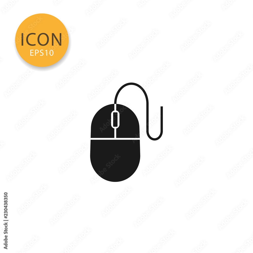 Computer mouse icon isolated flat style. Computer mouse icon isolated flat style.