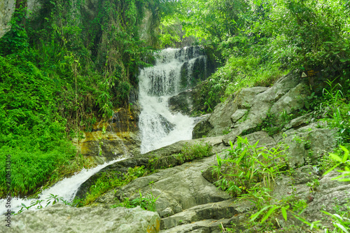 Fototapeta Naklejka Na Ścianę i Meble -  The Mae Sa waterfall. it is beautiful  on Doi Suthep at Chiang Mai in Thailand