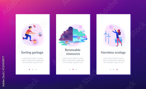 Renewable resource UI UX app interface template.