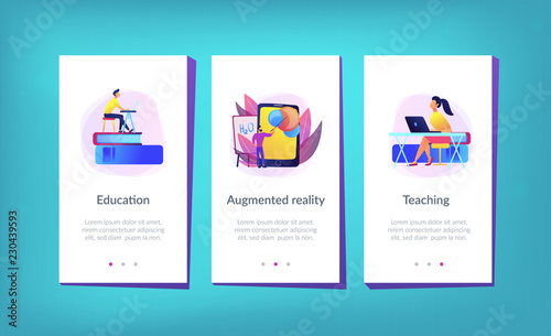 Augmented reality in education app interface template.