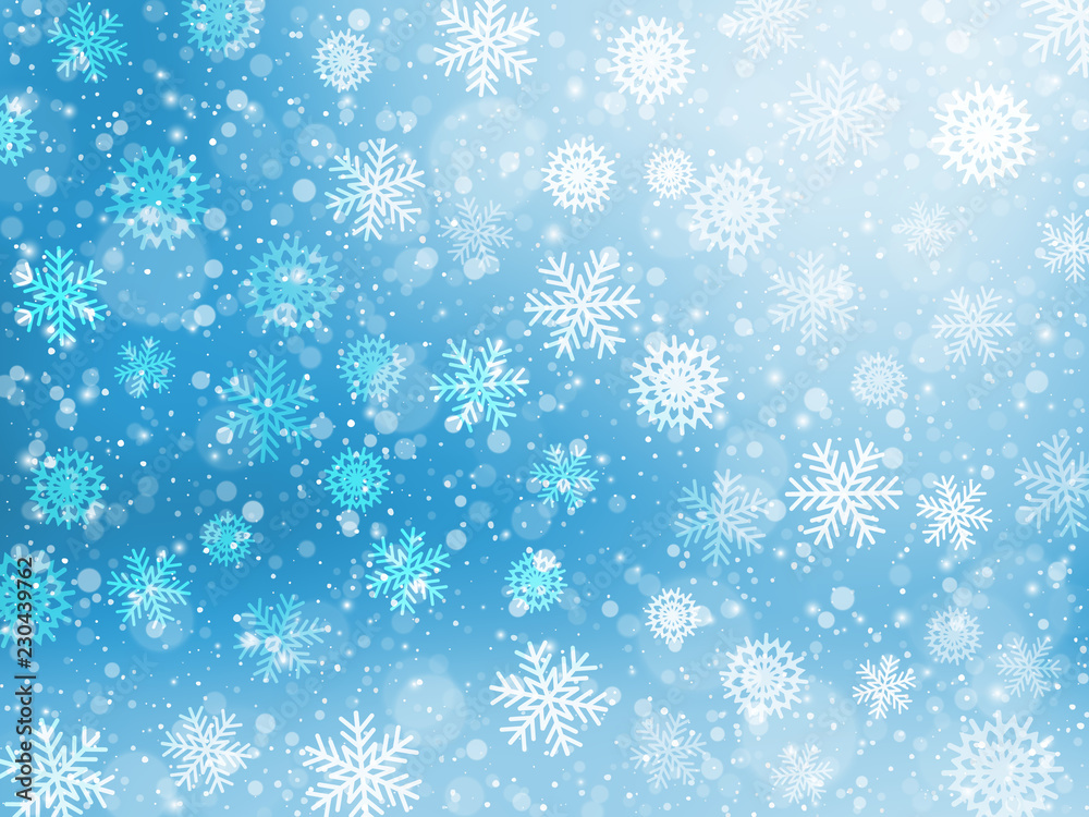 Falling snow. Christmas and New Year background. Vector illustration
