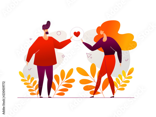 Romantic couple - modern flat design style illustration