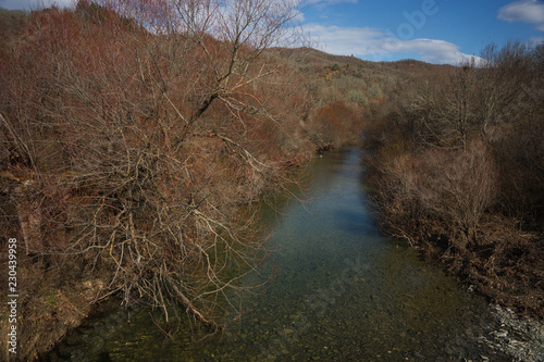 Beautiful autumn landscape with river in Zagorohoria, Greece photo