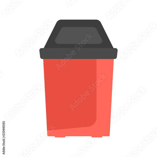 Home plstic trash can color vector icon. Flat design photo