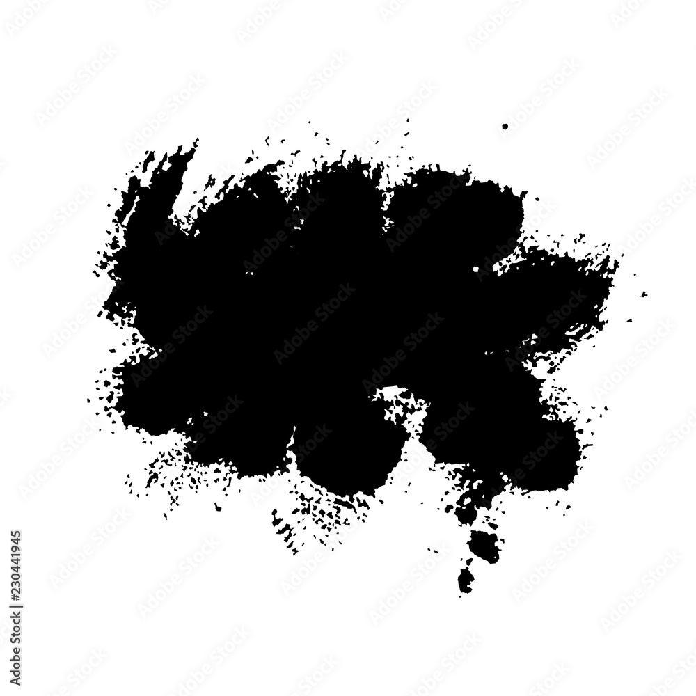 Splash stains texture banner. Black and white abstract spray frame. Vector illustration.
