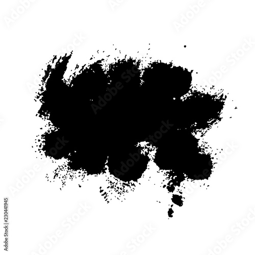 Splash stains texture banner. Black and white abstract spray frame. Vector illustration.