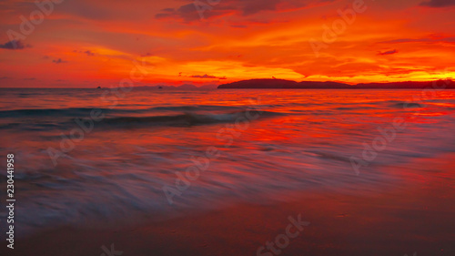 Sunset on the beach at Ao Nang , Krabi , Thailand © voranat