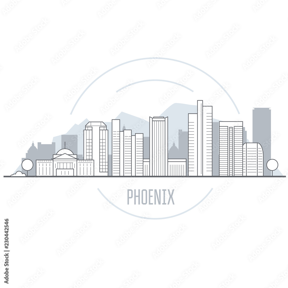 Phoenix city skyline - towers and landmarks of Arizona, cityscape