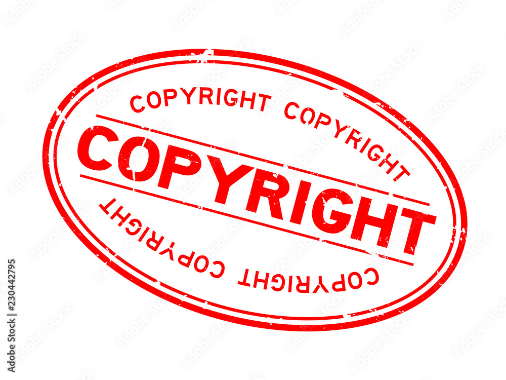 Grunge red copyright word oval rubber seal stamp on white background Grunge red copyright word oval rubber seal stamp on white background