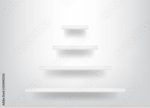 3D Mock up Realistic Empty Shelves for interior to Show Product with light and shadow background illustration