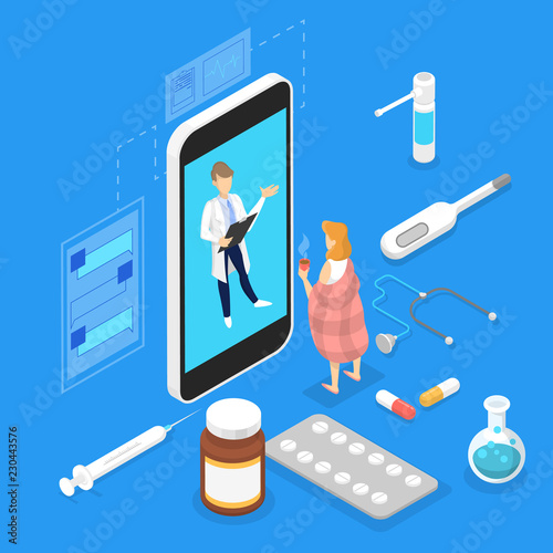 Online consultation with doctor. Remote medical treatment