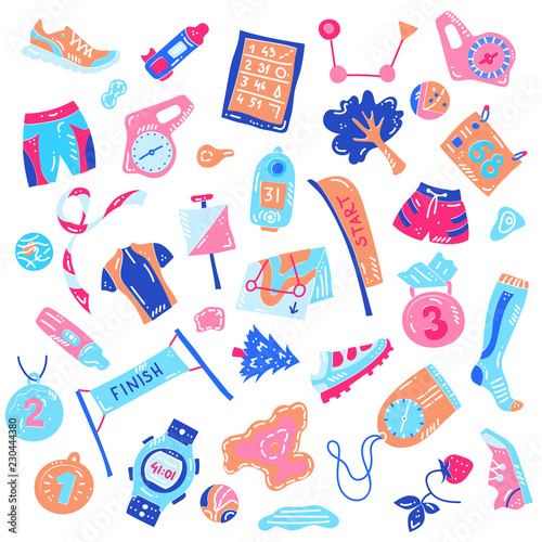 orienteering sport equipment. Vector illustration
