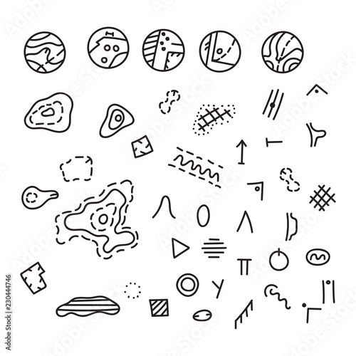 Vector illustration of orienteering map signs