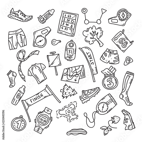 orienteering sport equipment. Vector illustration