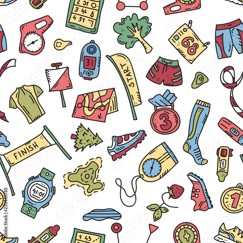 orienteering sport equipment. Vector illustration
