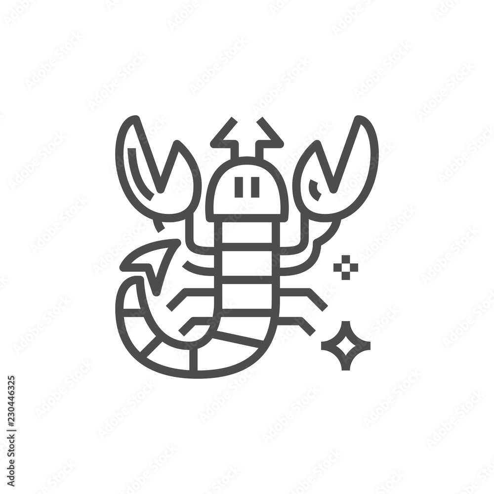 Obraz premium Simple astrology icon. Premium horoscope symbol.Zodiac vector illustrations. Line sorpio sign.